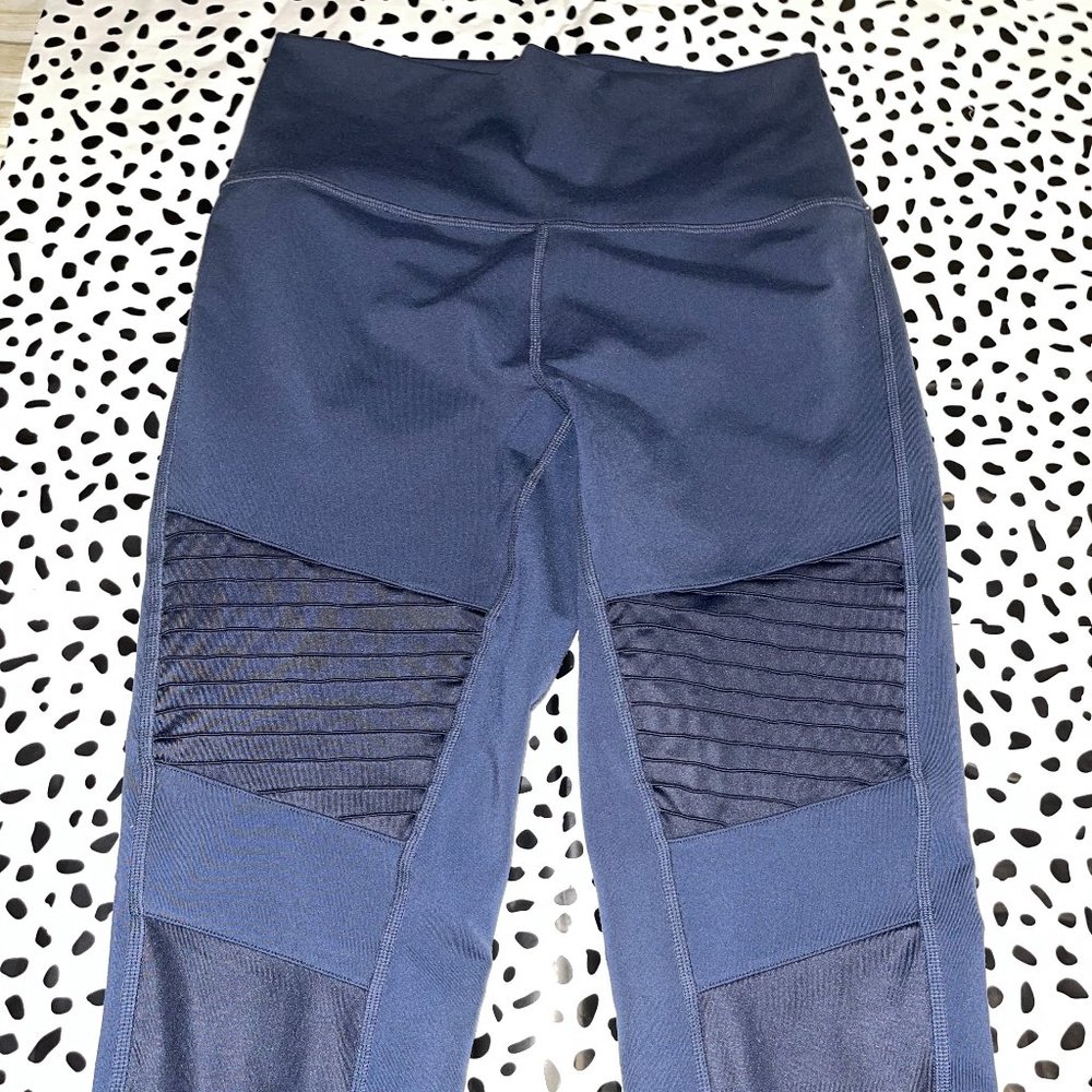 ALO YOGA High Waist Moto Leggings in Rich Navy - Picture 4 of 13